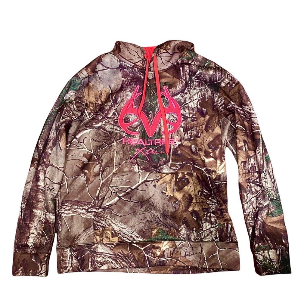 RealTree Green camo hoodie with pink detail